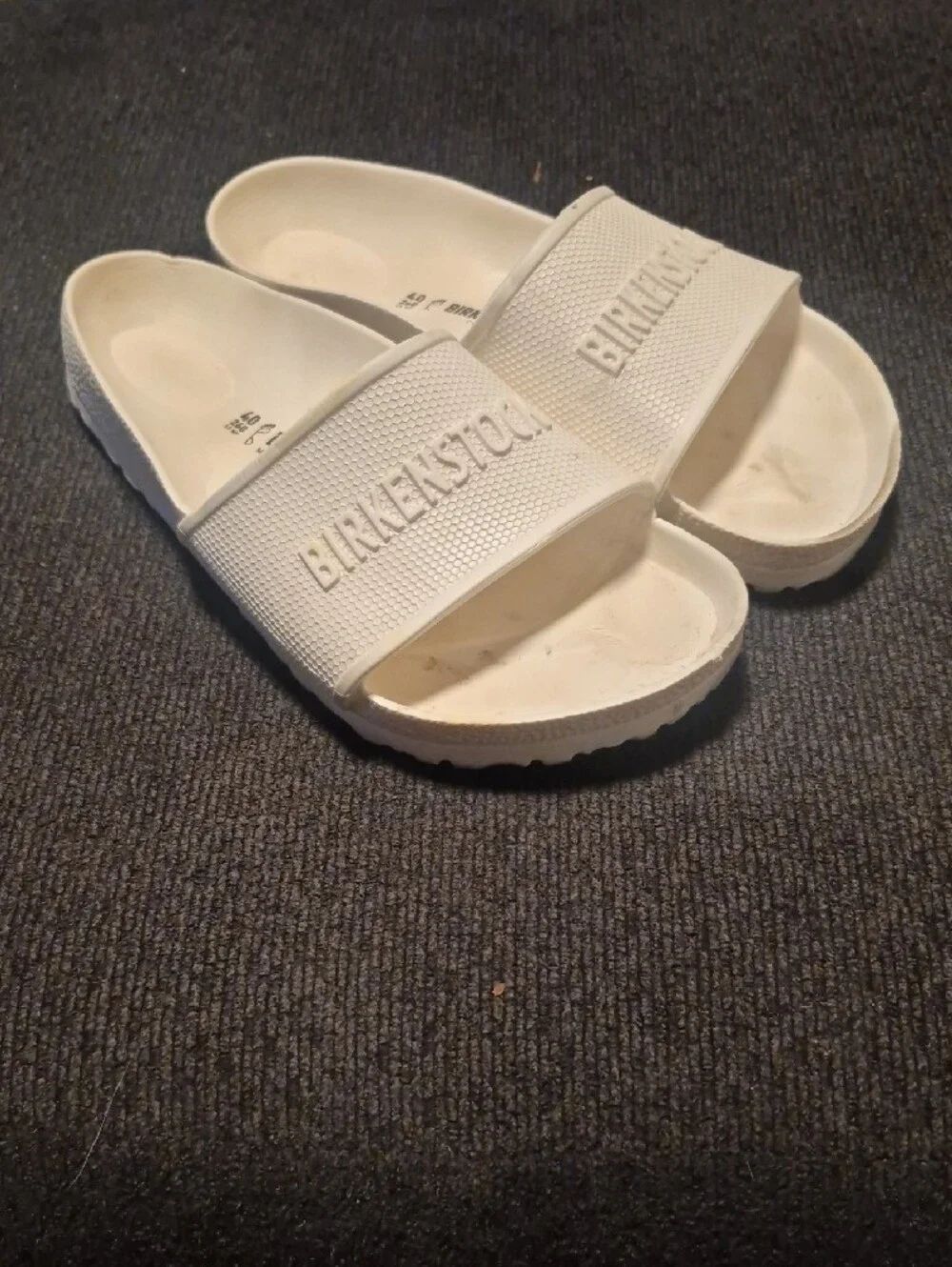 Birkenstock White Men's EVA Slide Sandals with Embossed Logo